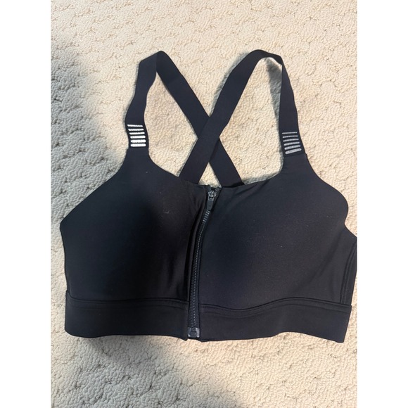 Under Armour Other - Under Armour Black Zip Front High Support Sports Bra Women's Size 34B